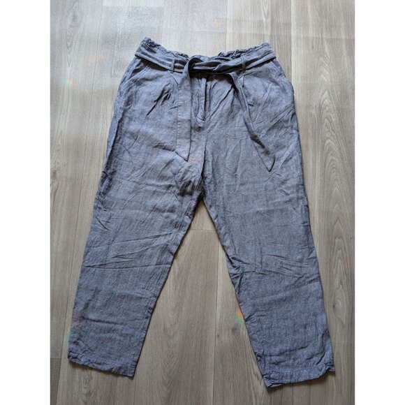 Loft Womens Linen-Blend Tie-Waist Pants Large - Picture 1 of 7